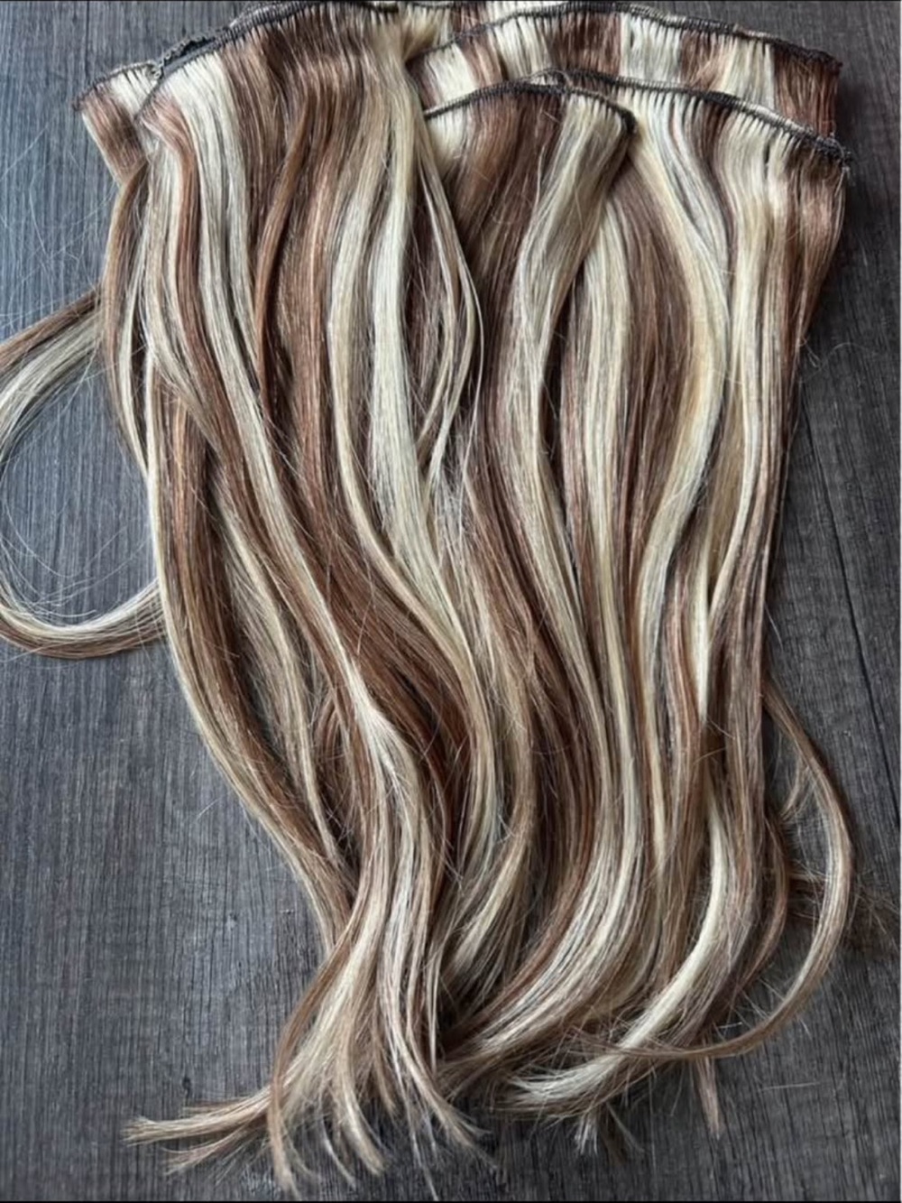 Blonde and Light Brown Clip-In Hair Extensions - Human Hair